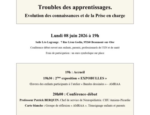 SOIRÉE CONFÉRENCE : Troubles des Apprentissages : actualités dans les connaissances et la prise en charge – Lundi 8 Juin 2026 à 19h30